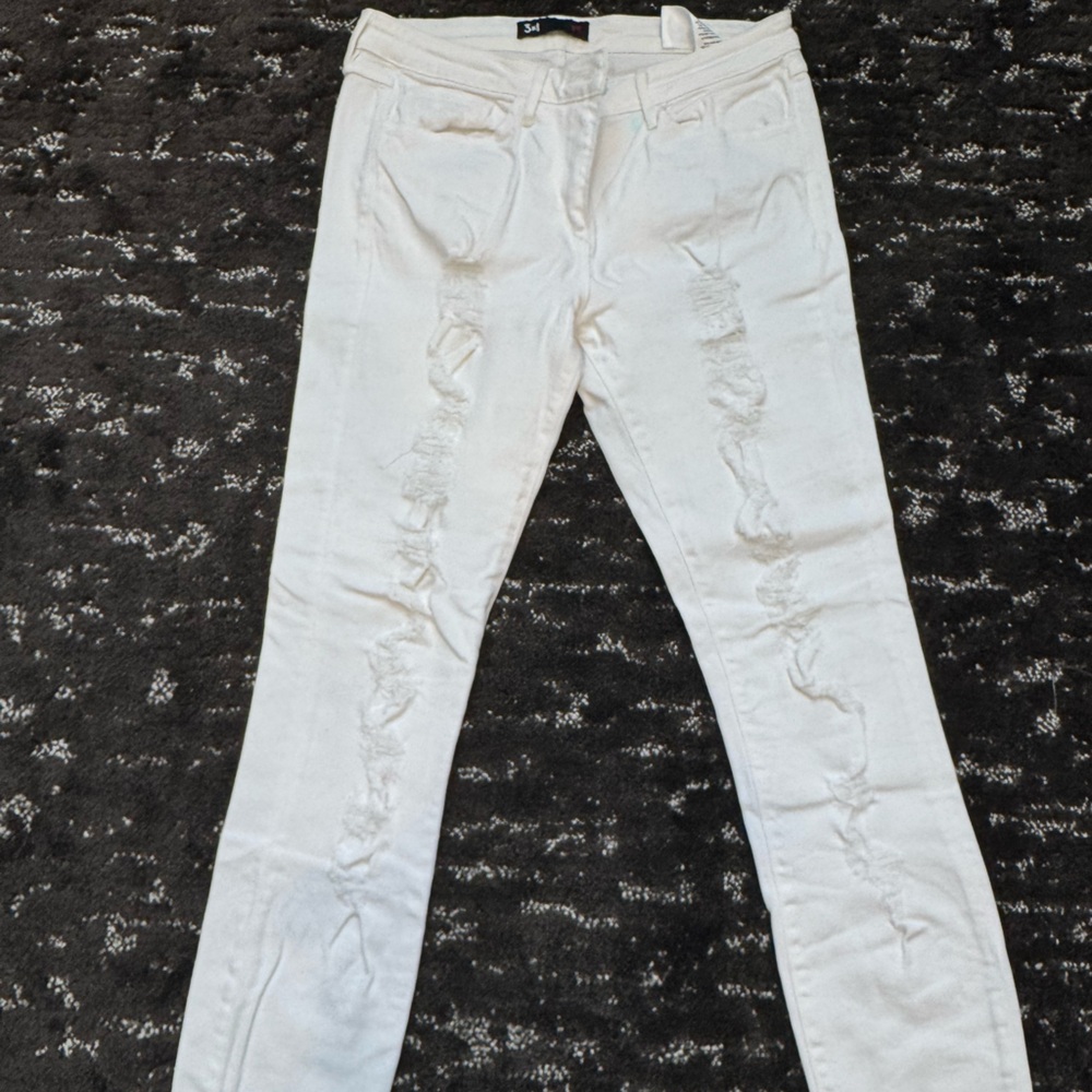 3x1 White Distressed Skinny Jeans